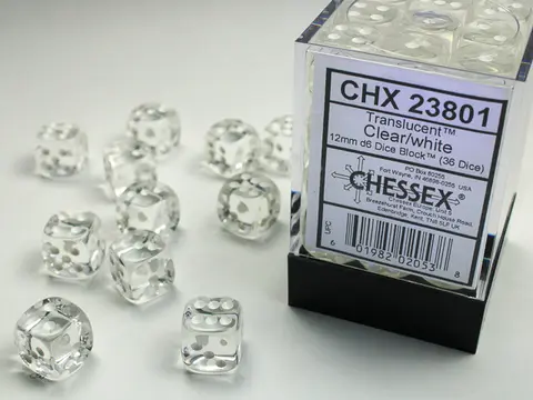 Cover: 601982020538 | Translucent 12mm d6 Clear/white Dice Block™ (36 dice) | deutsch