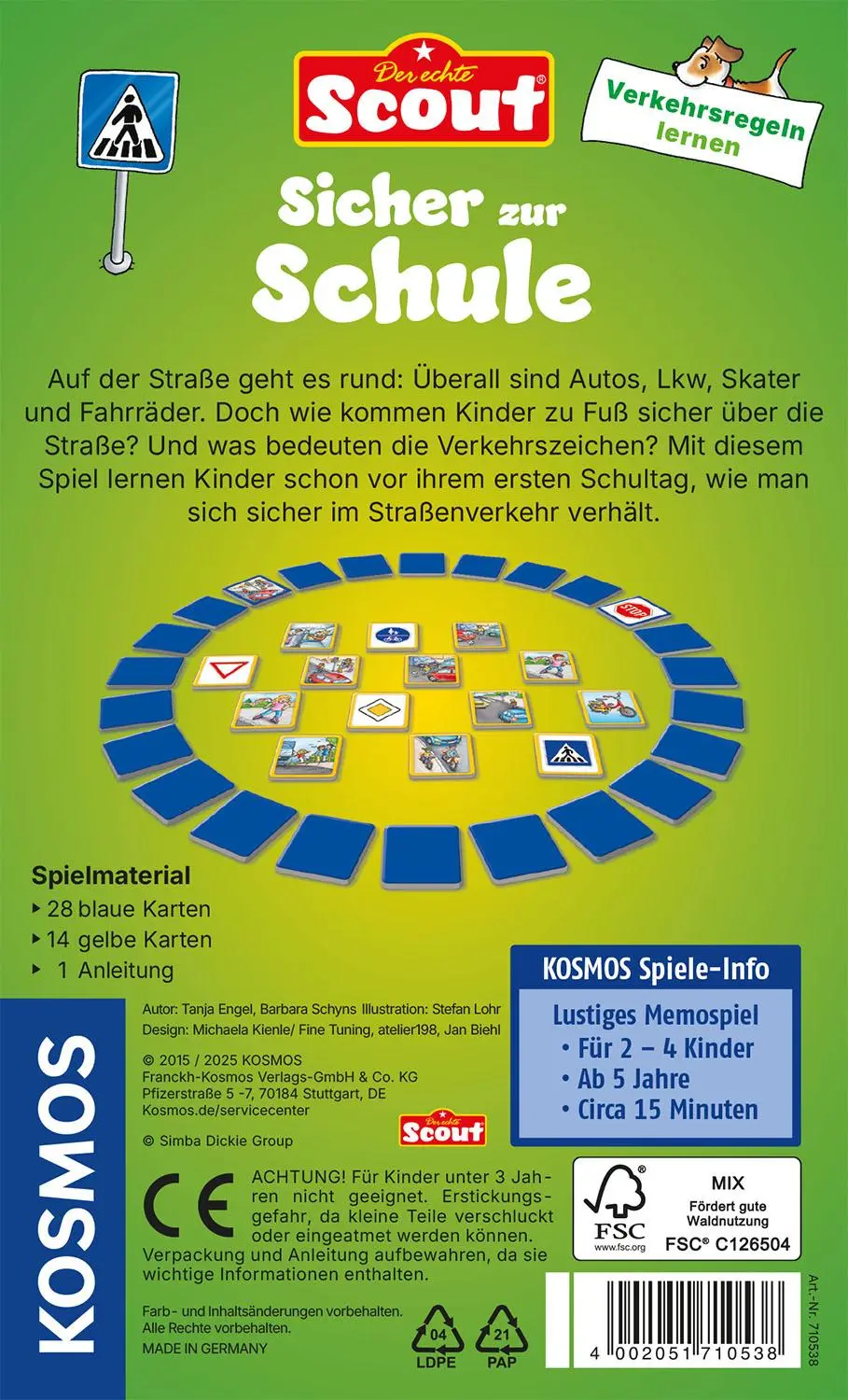Rückseite: 4002051710538 | Scout - Sicher zur Schule | Tanja Engel (u. a.) | Spiel | Brettspiel