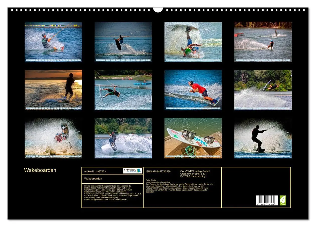 Bild: 9783457740538 | Wakeboarden (Wandkalender 2026 DIN A2 quer), CALVENDO Monatskalender