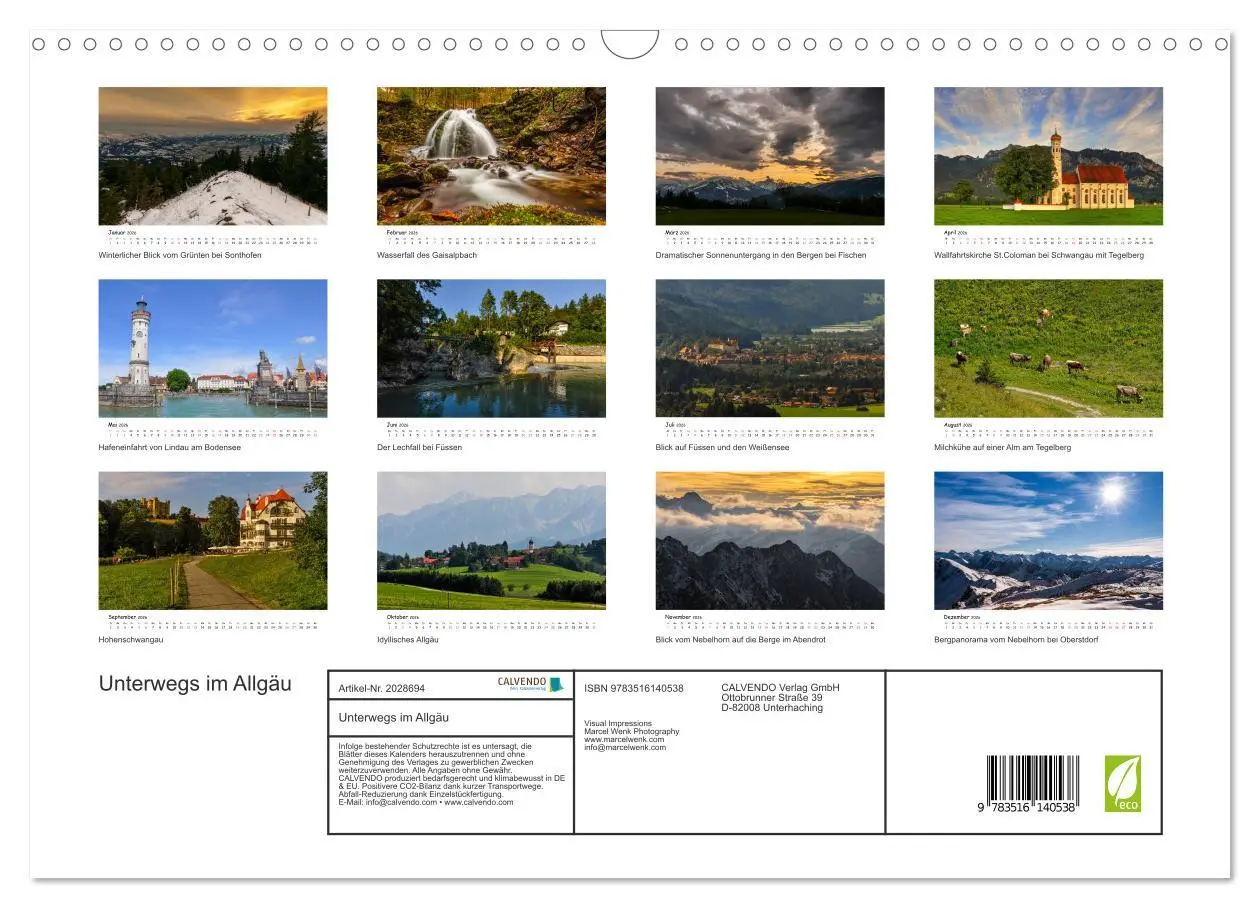 Bild: 9783516140538 | Unterwegs im Allgäu (Wandkalender 2026 DIN A3 quer), CALVENDO...