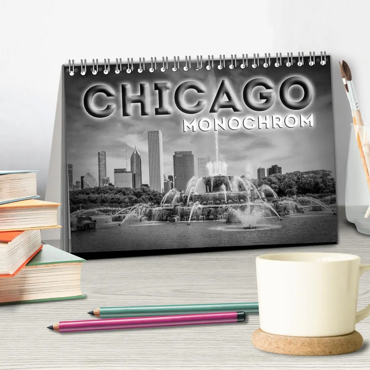 Bild: 9783516210538 | CHICAGO Monochrom (Tischkalender 2026 DIN A5 quer), CALVENDO...