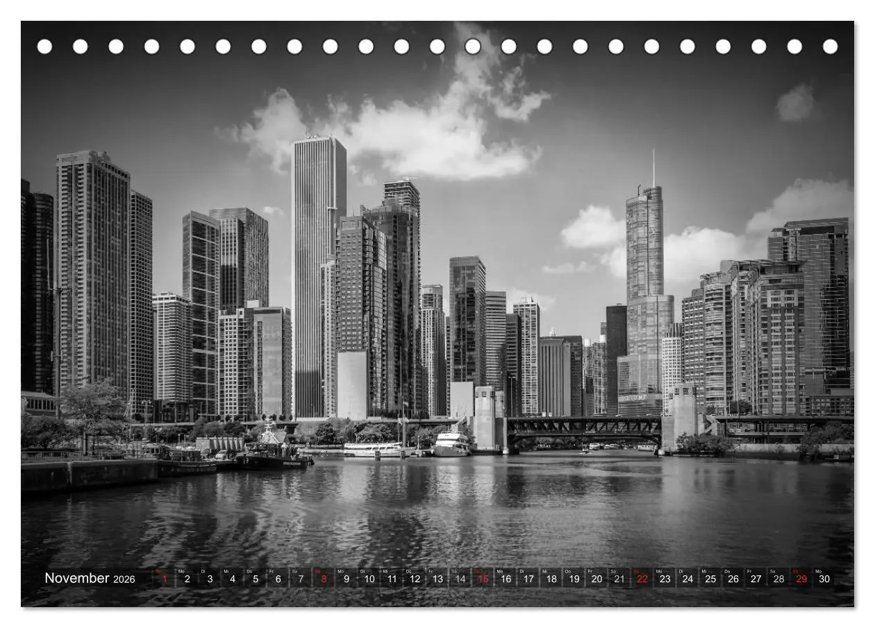 Bild: 9783516210538 | CHICAGO Monochrom (Tischkalender 2026 DIN A5 quer), CALVENDO...