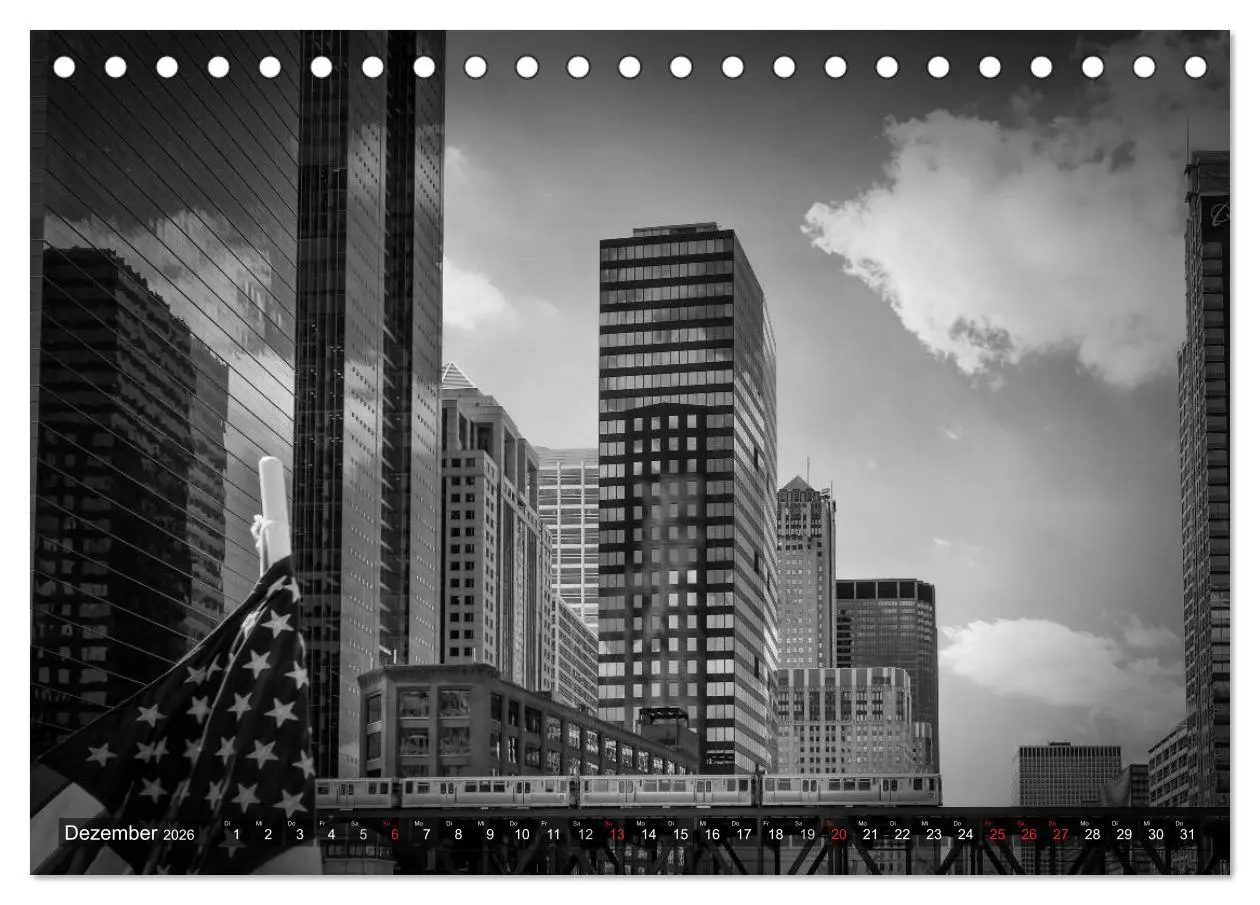 Bild: 9783516210538 | CHICAGO Monochrom (Tischkalender 2026 DIN A5 quer), CALVENDO...