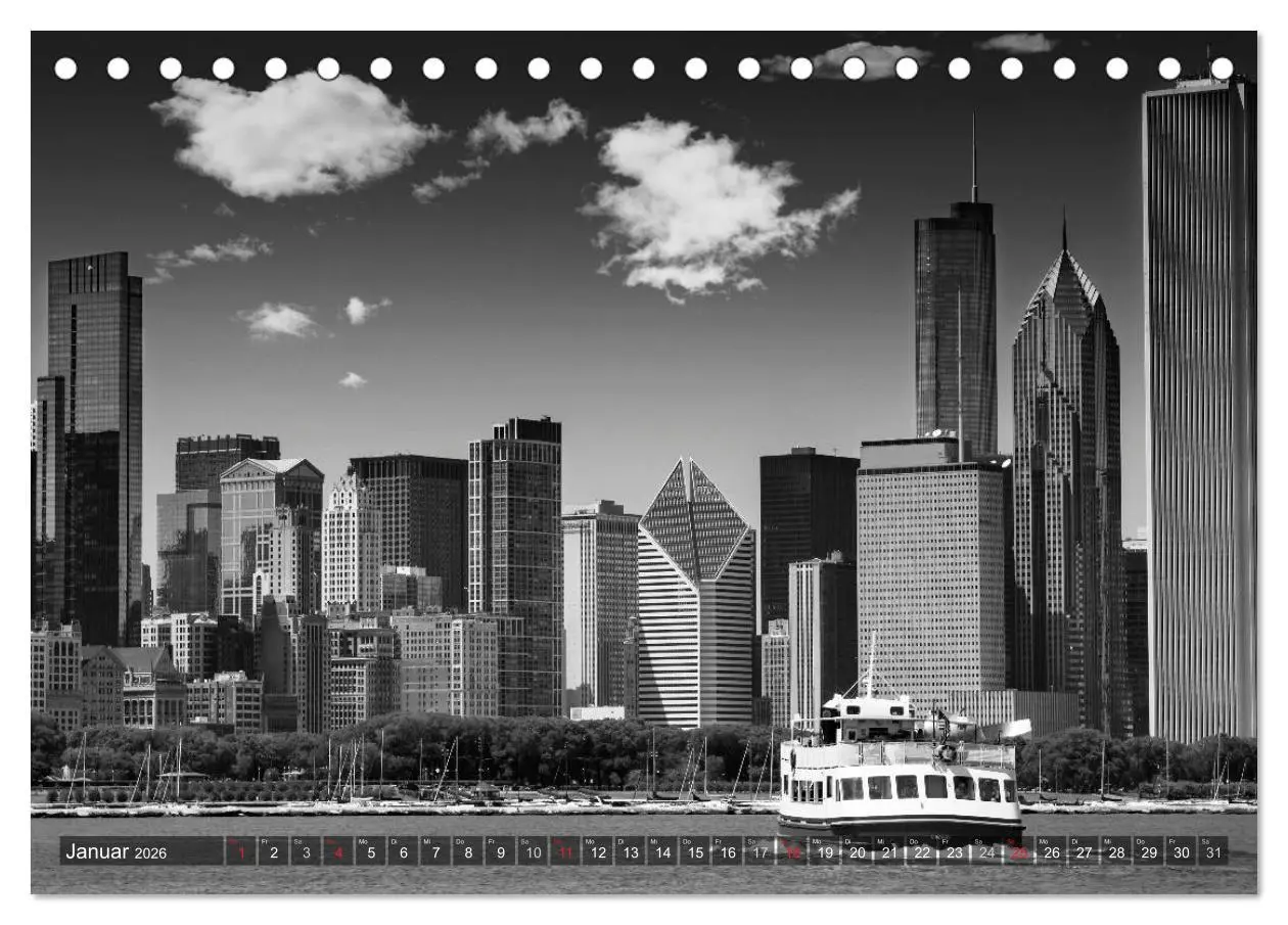 Bild: 9783516210538 | CHICAGO Monochrom (Tischkalender 2026 DIN A5 quer), CALVENDO...