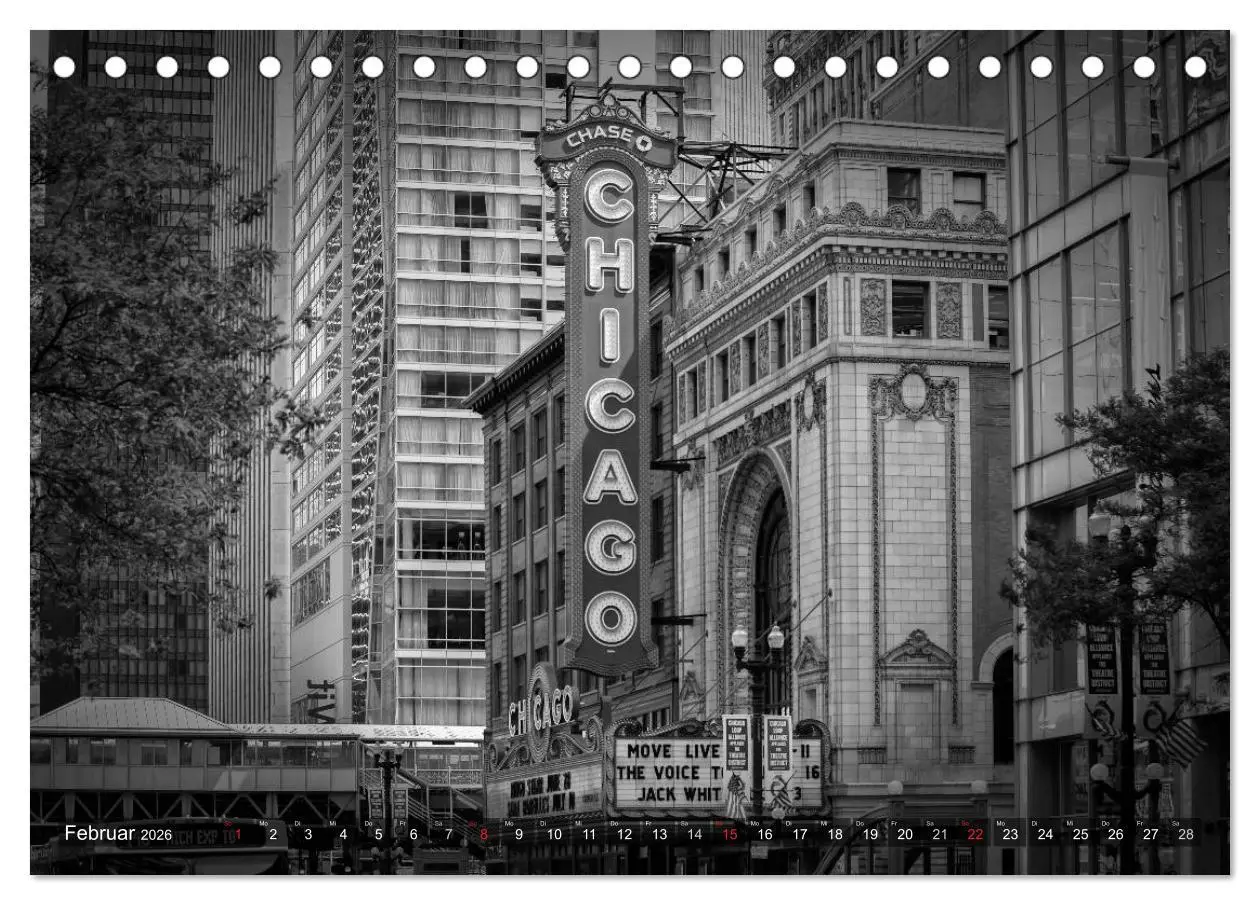 Bild: 9783516210538 | CHICAGO Monochrom (Tischkalender 2026 DIN A5 quer), CALVENDO...