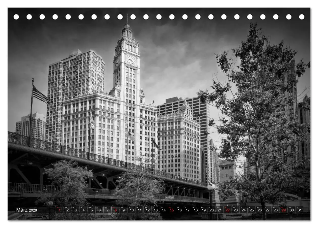Bild: 9783516210538 | CHICAGO Monochrom (Tischkalender 2026 DIN A5 quer), CALVENDO...