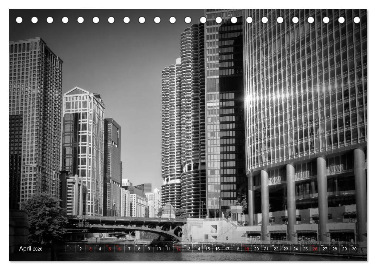 Bild: 9783516210538 | CHICAGO Monochrom (Tischkalender 2026 DIN A5 quer), CALVENDO...