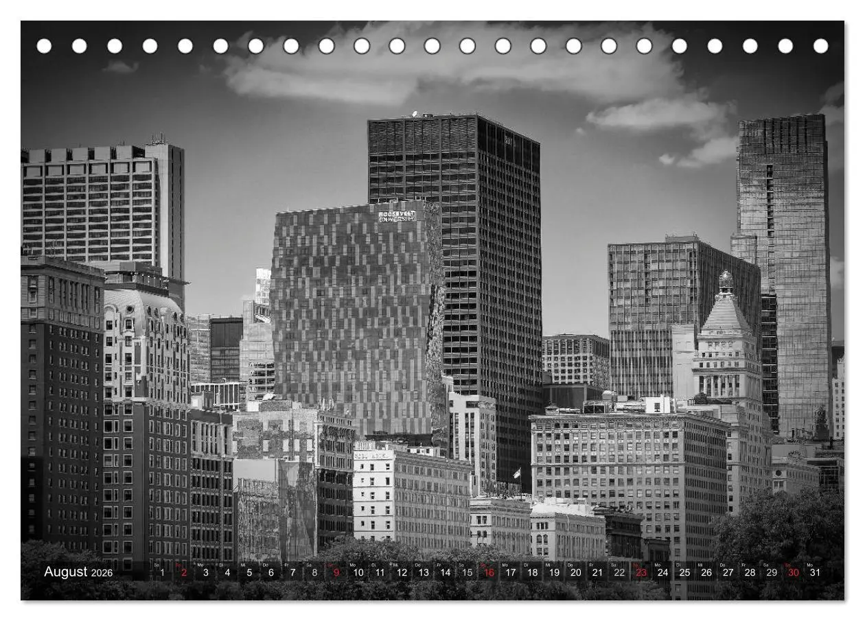 Bild: 9783516210538 | CHICAGO Monochrom (Tischkalender 2026 DIN A5 quer), CALVENDO...