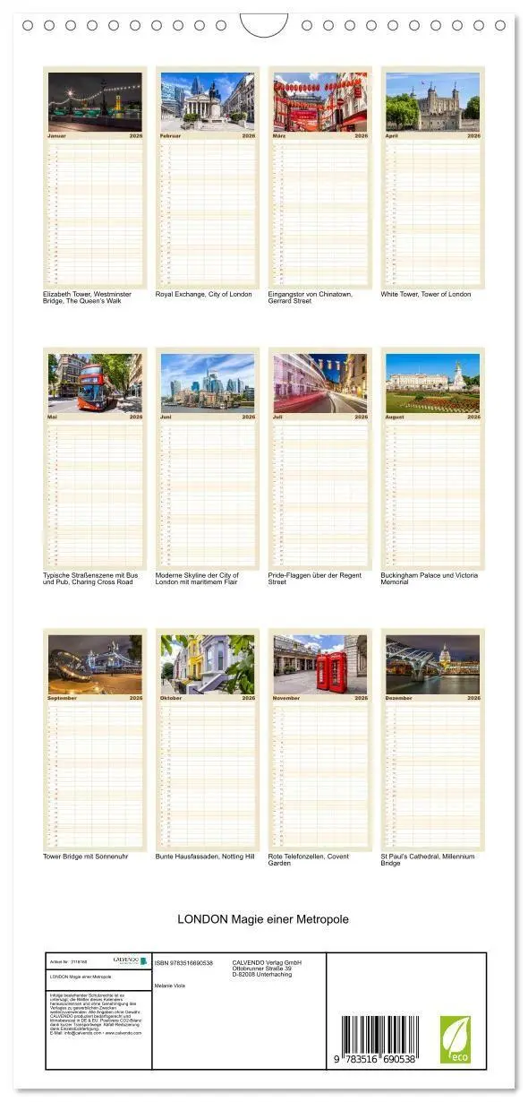 Bild: 9783516690538 | Familienplaner 2026 - LONDON Magie einer Metropole mit 5 Spalten...