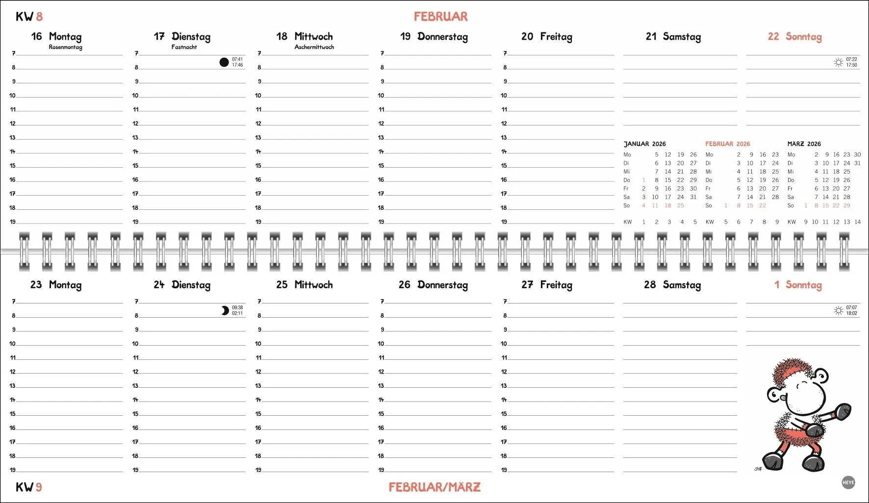 Bild: 9783756410538 | sheepworld Wochenquerplaner 2026 | Heye | Kalender | Spiralbindung