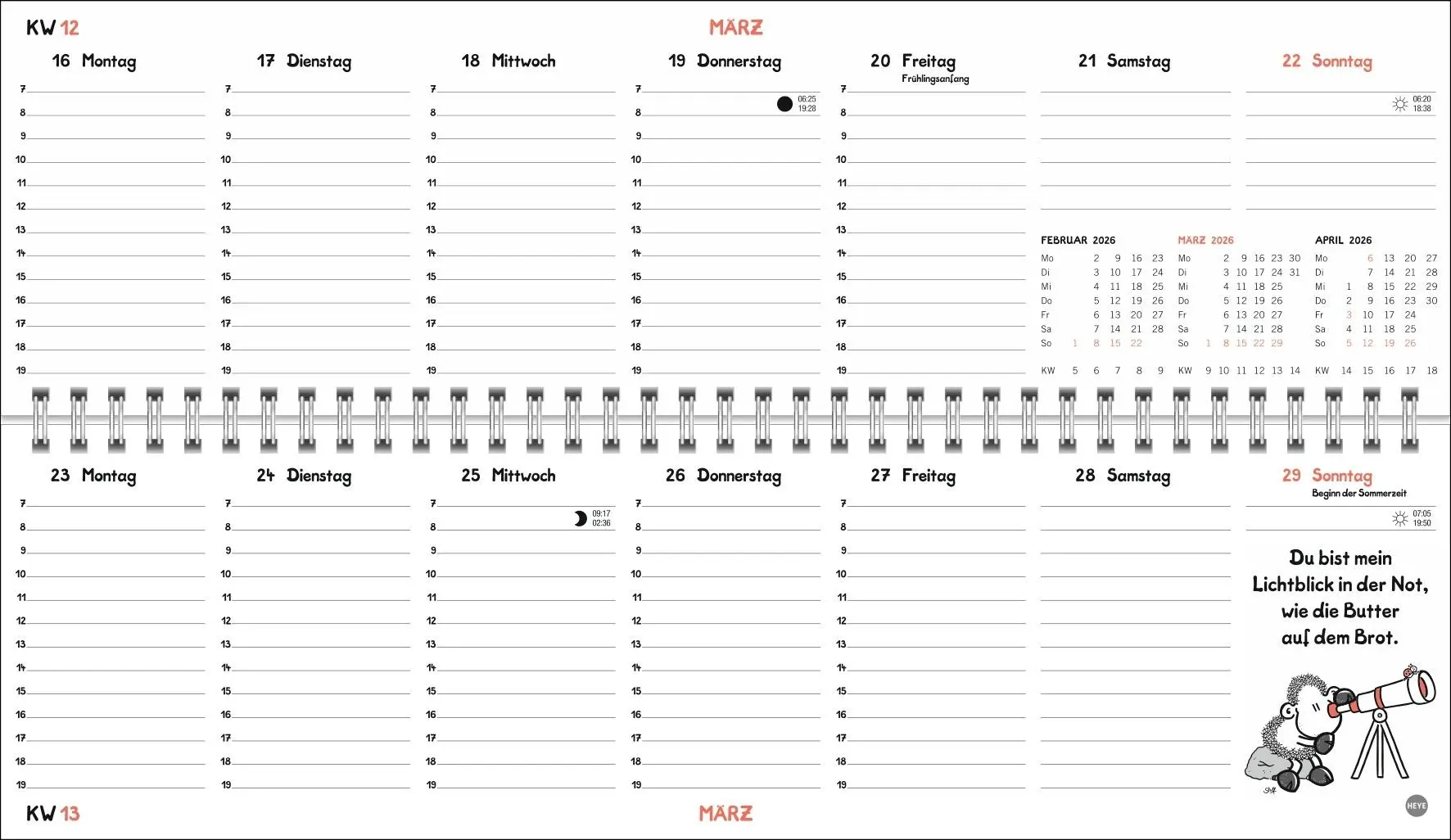 Bild: 9783756410538 | sheepworld Wochenquerplaner 2026 | Heye | Kalender | Spiralbindung