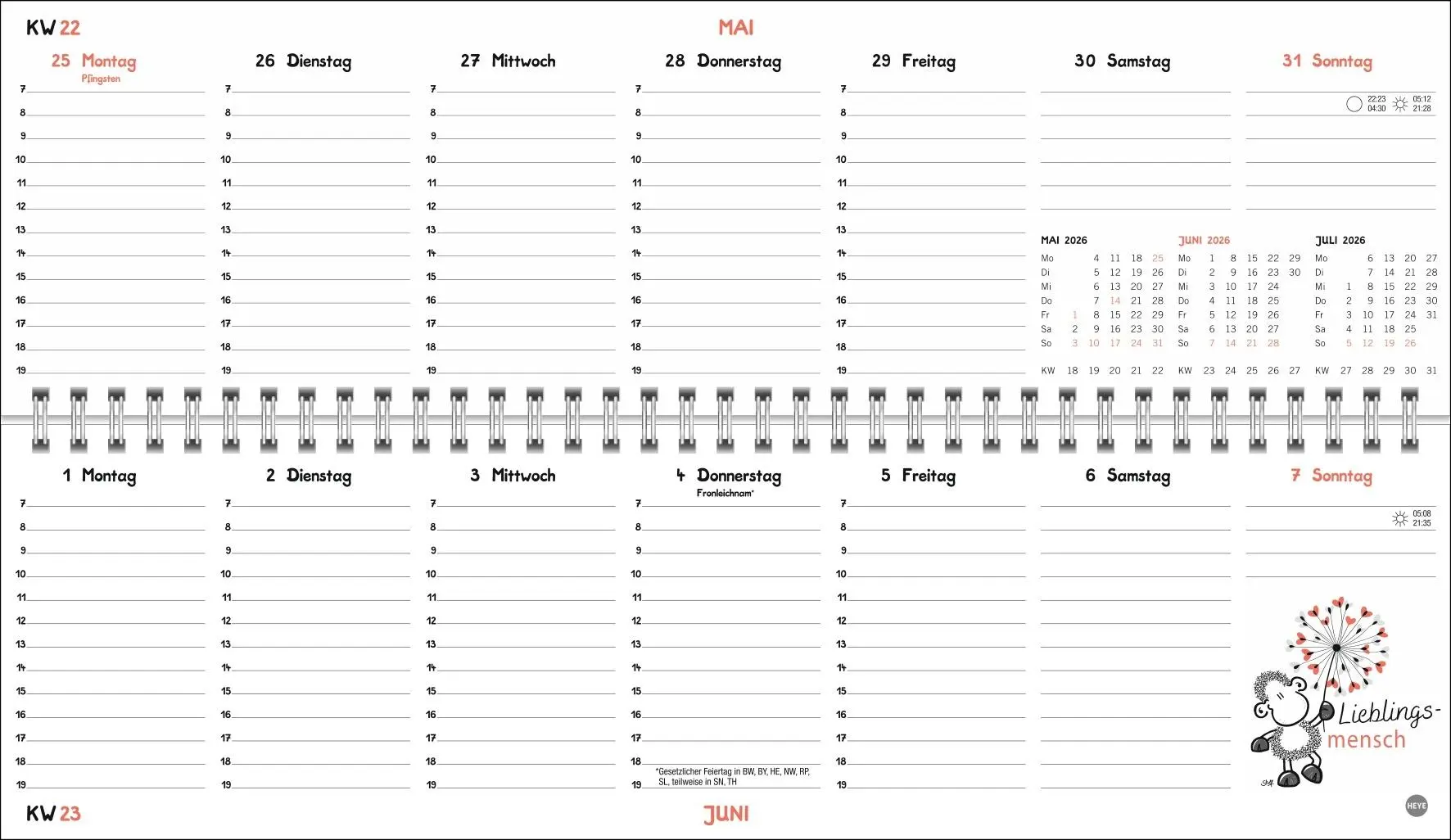 Bild: 9783756410538 | sheepworld Wochenquerplaner 2026 | Heye | Kalender | Spiralbindung