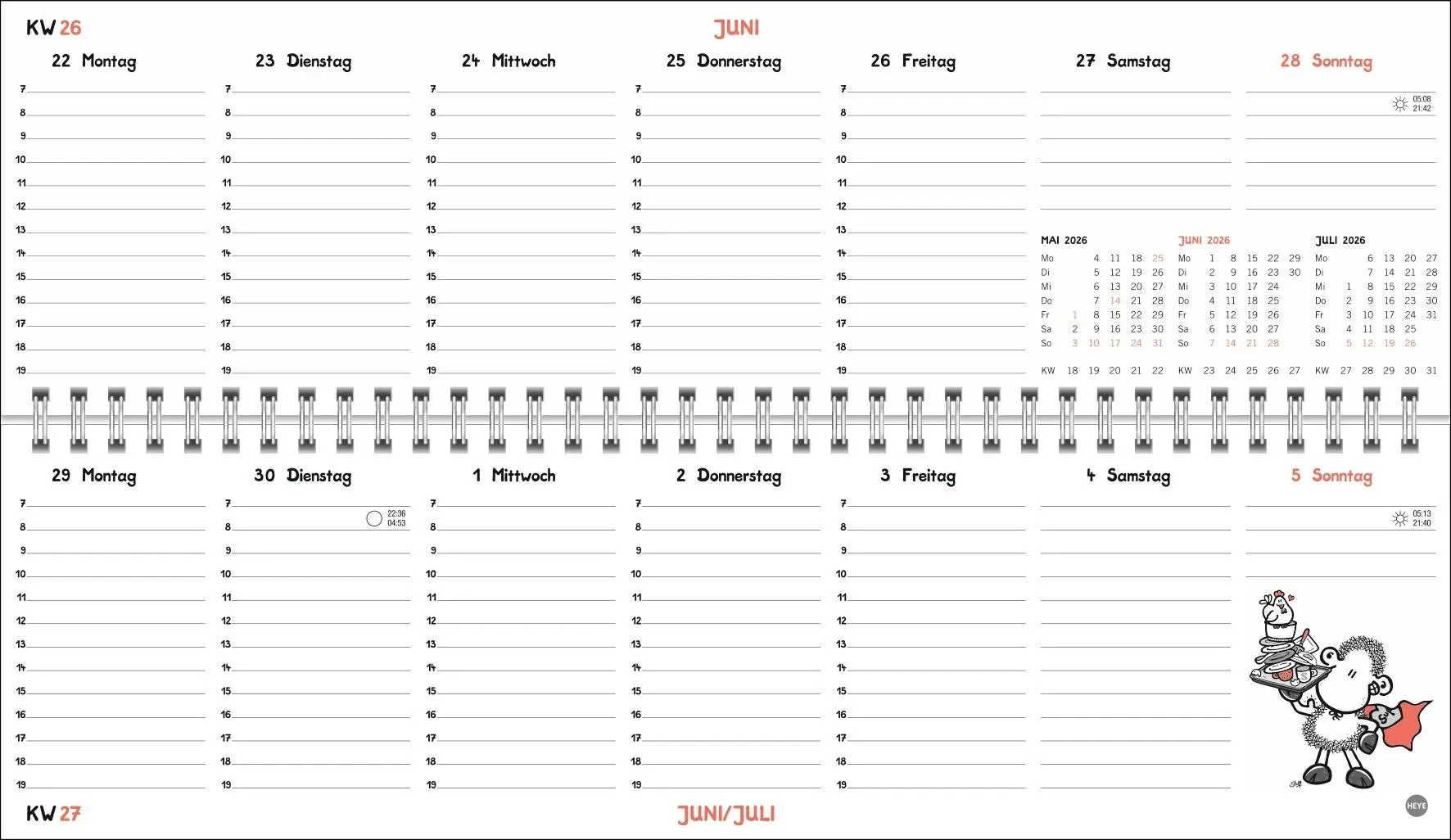 Bild: 9783756410538 | sheepworld Wochenquerplaner 2026 | Heye | Kalender | Spiralbindung