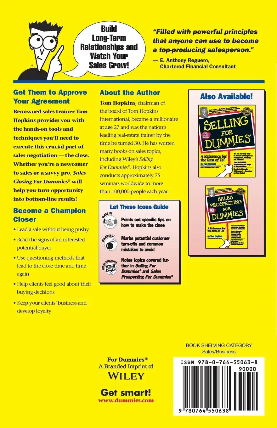 Rückseite: 9780764550638 | Sales Closing for Dummies | Tom Hopkins | Taschenbuch | Englisch