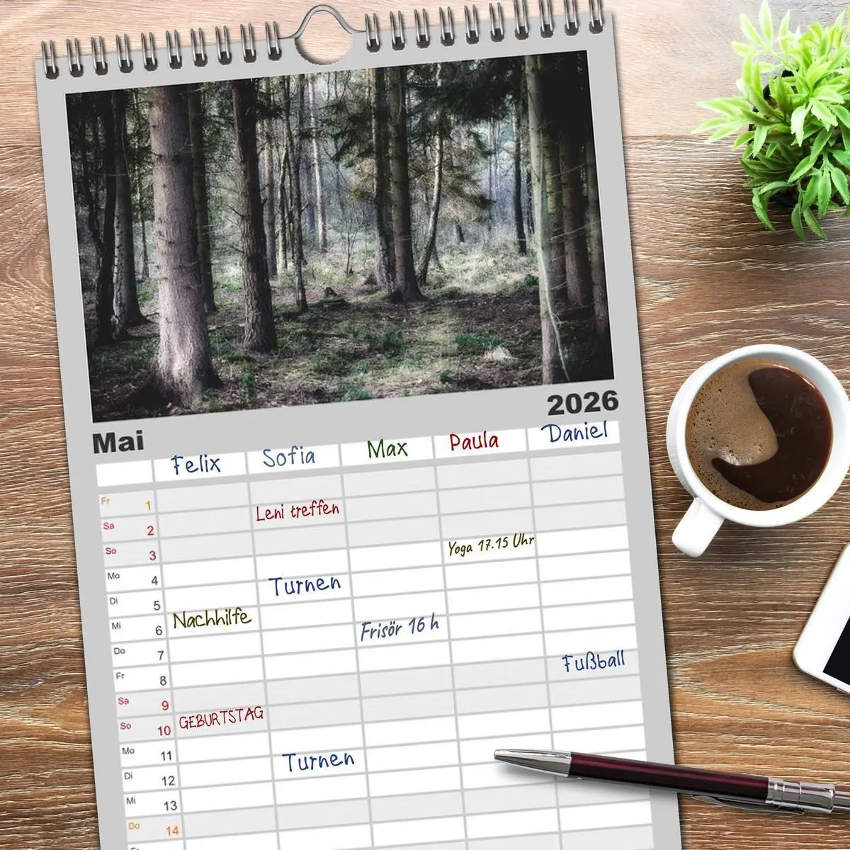 Bild: 9783516510638 | Familienplaner 2026 - Mystische Wälder mit 5 Spalten (Wandkalender,...