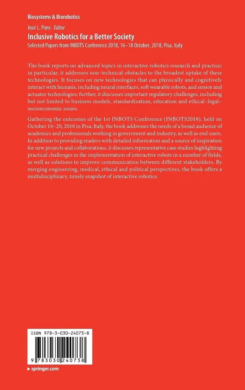 Rückseite: 9783030240738 | Inclusive Robotics for a Better Society | José L. Pons | Buch | x