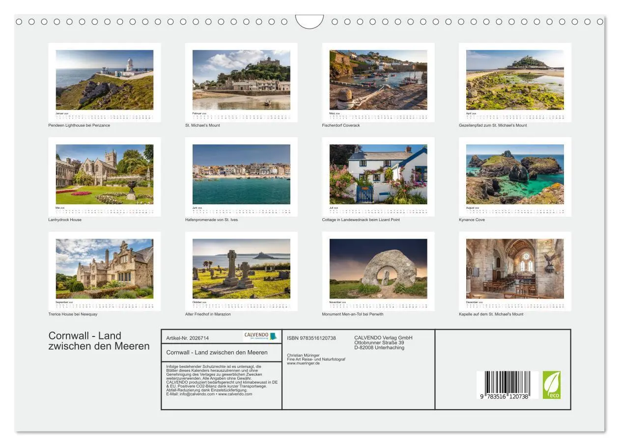 Bild: 9783516120738 | Cornwall - Land zwischen den Meeren (Wandkalender 2026 DIN A3...