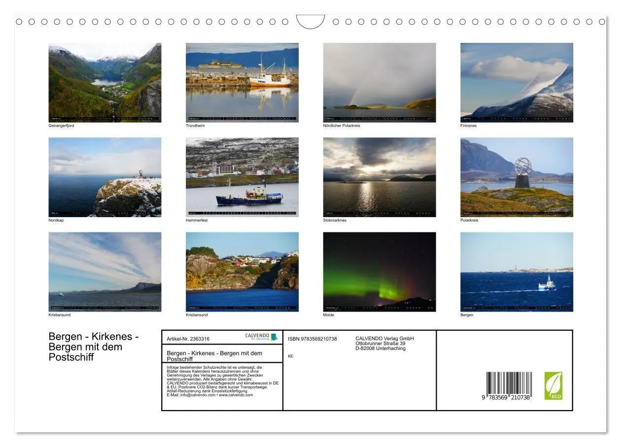 Bild: 9783569210738 | Bergen - Kirkenes - Bergen mit dem Postschiff (Wandkalender 2027...