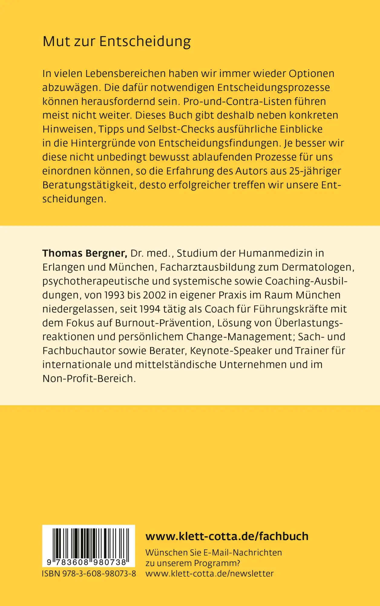 Rückseite: 9783608980738 | Gute Entscheidungen treffen | Thomas Bergner | Taschenbuch | 329 S.