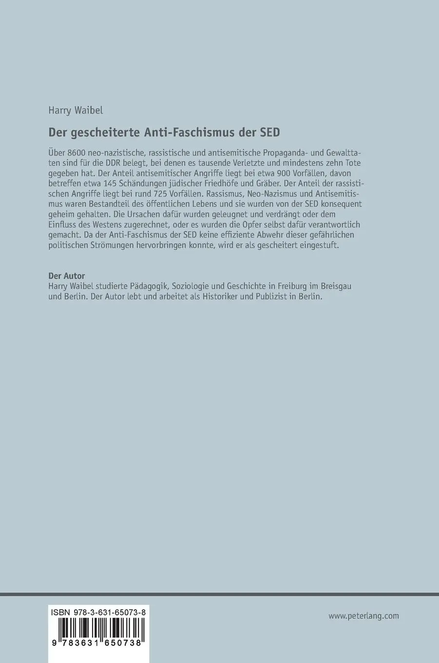 Rückseite: 9783631650738 | Der gescheiterte Anti-Faschismus der SED | Rassismus in der DDR | Buch