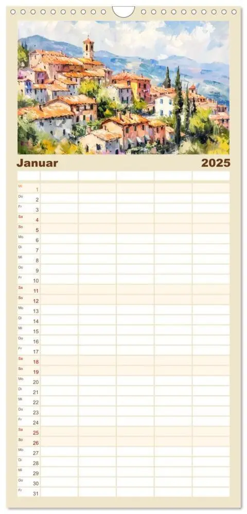 Bild: 9783457190838 | Familienplaner 2025 - Mediterrane Landschaften mit 5 Spalten...