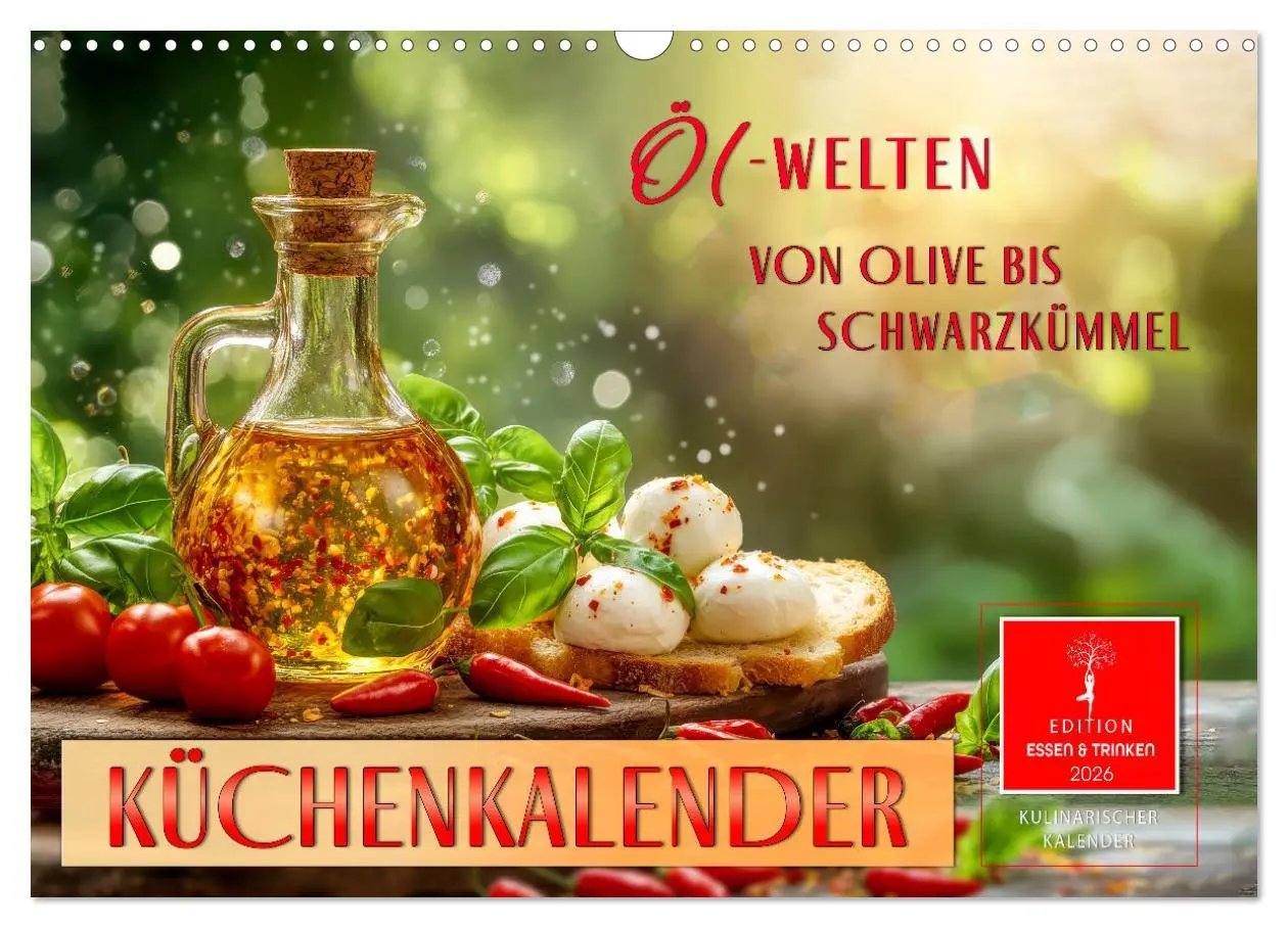 Cover: 9783457260838 | Küchenkalender - ÖL-Welten (Wandkalender 2026 DIN A3 quer),...