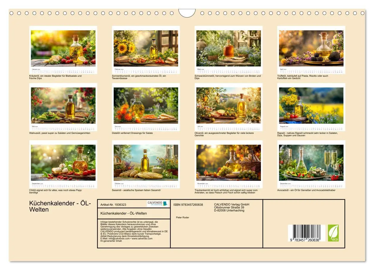 Bild: 9783457260838 | Küchenkalender - ÖL-Welten (Wandkalender 2026 DIN A3 quer),...