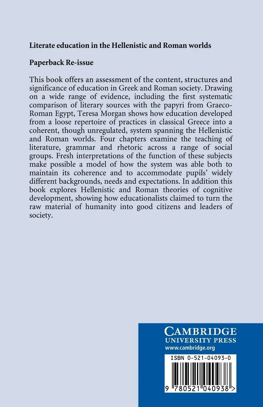 Rückseite: 9780521040938 | Literate Education in the Hellenistic and Roman Worlds | Teresa Morgan