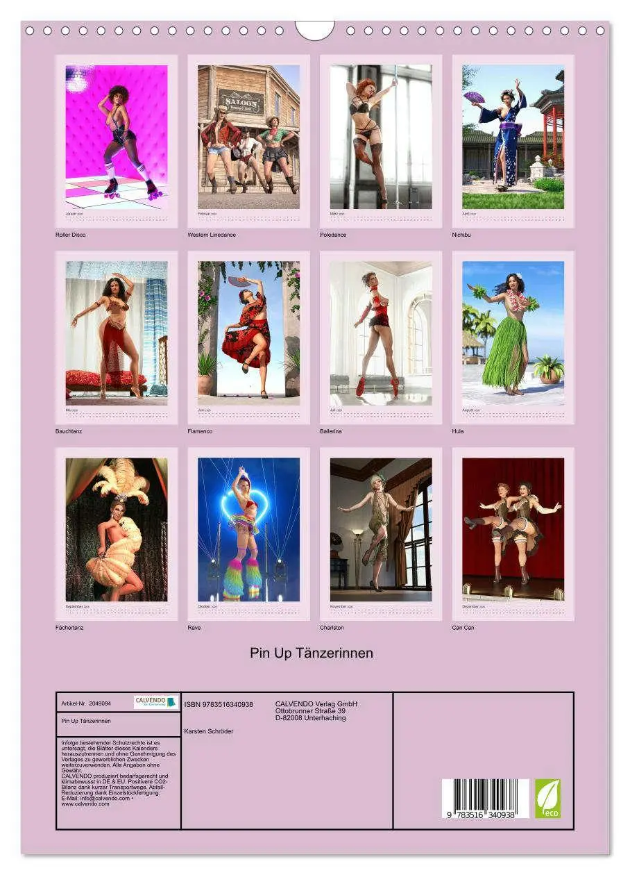 Bild: 9783516340938 | Pin Up Tänzerinnen (Wandkalender 2026 DIN A3 hoch), CALVENDO...