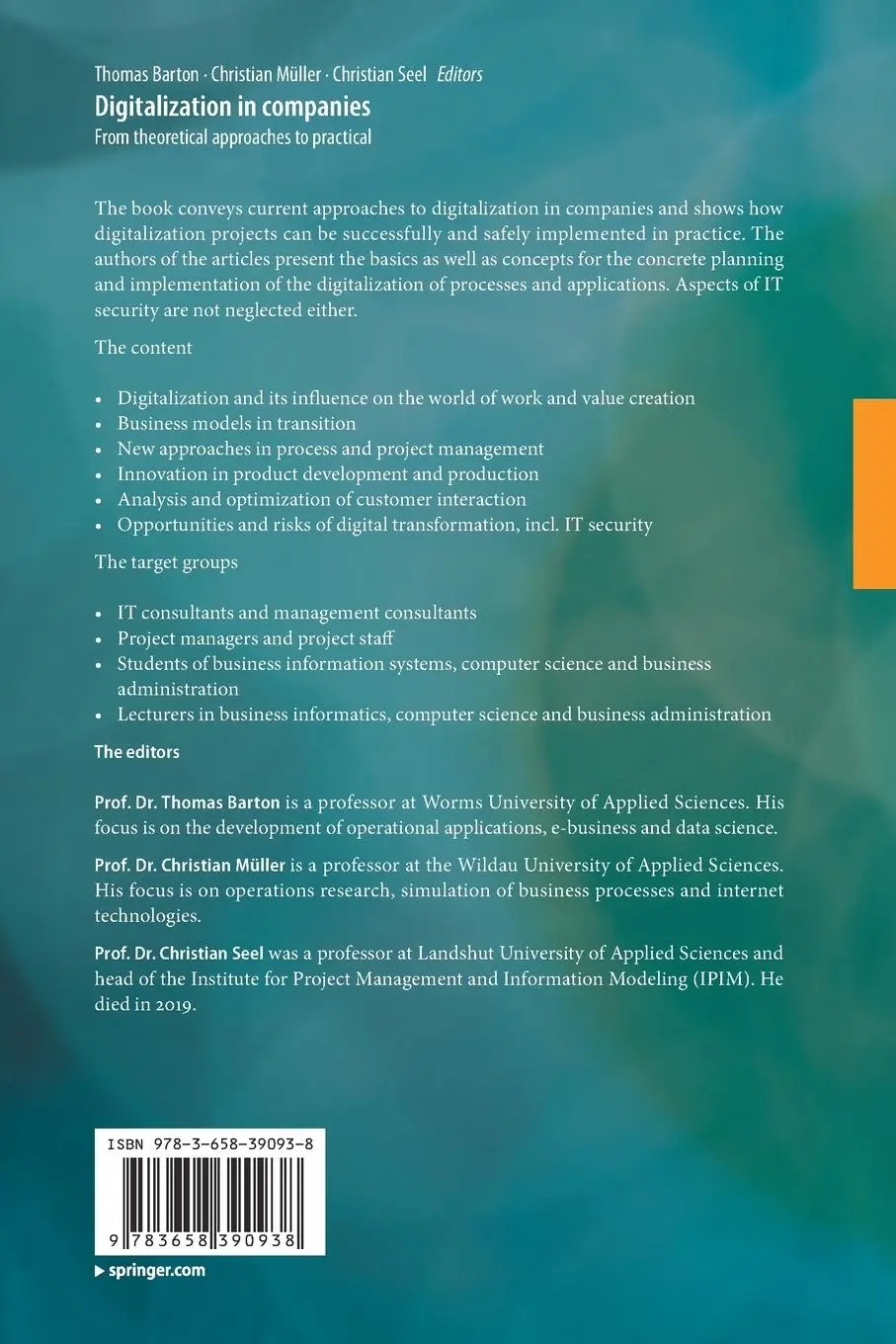 Rückseite: 9783658390938 | Digitalization in companies | From theoretical approaches to practical