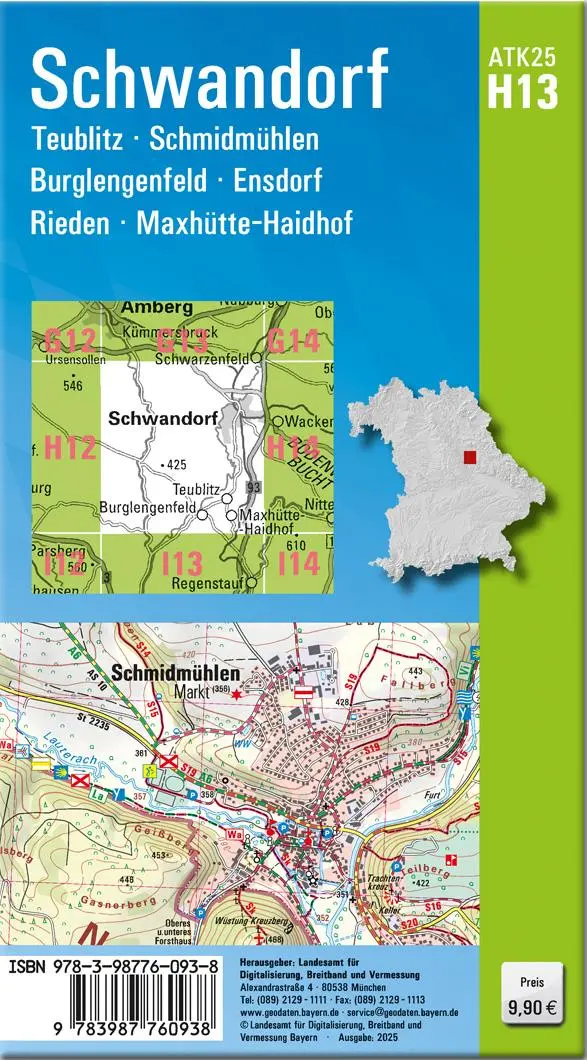 Rückseite: 9783987760938 | ATK25-H13 Schwandorf (Amtliche Topographische Karte 1:25000) | Deutsch