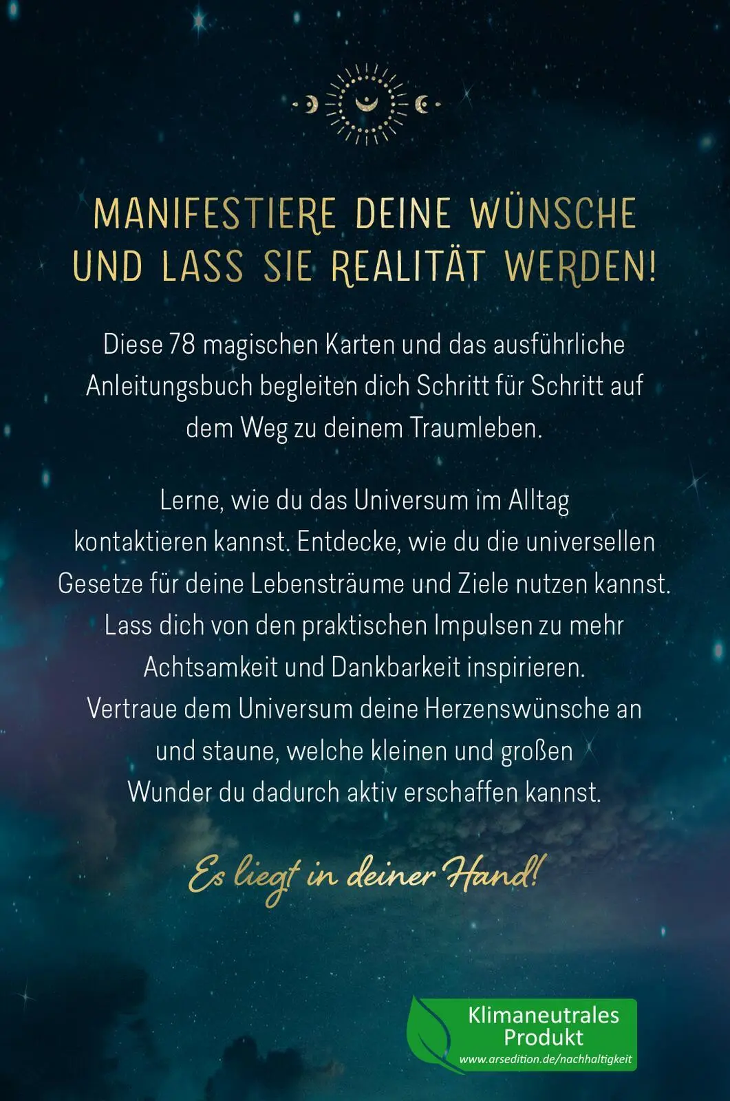 Rückseite: 4014489131038 | Herzenswünsche ans Universum | 78 Kärtchen mit Anleitungsbuch | Enders