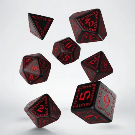 Cover: 5907814951038 | Runic Black &amp; red Dice Set | Runic Dice | QWORUN06 | Q-Workshop
