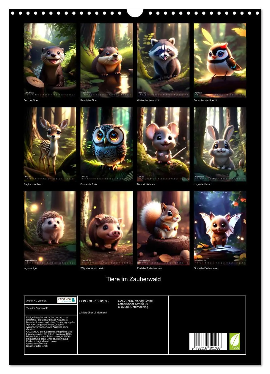 Bild: 9783516301038 | Tiere im Zauberwald (Wandkalender 2026 DIN A3 hoch), CALVENDO...