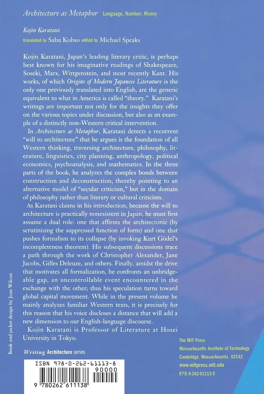Rückseite: 9780262611138 | Architecture as Metaphor | Language, Number, Money | Kojin Karatani