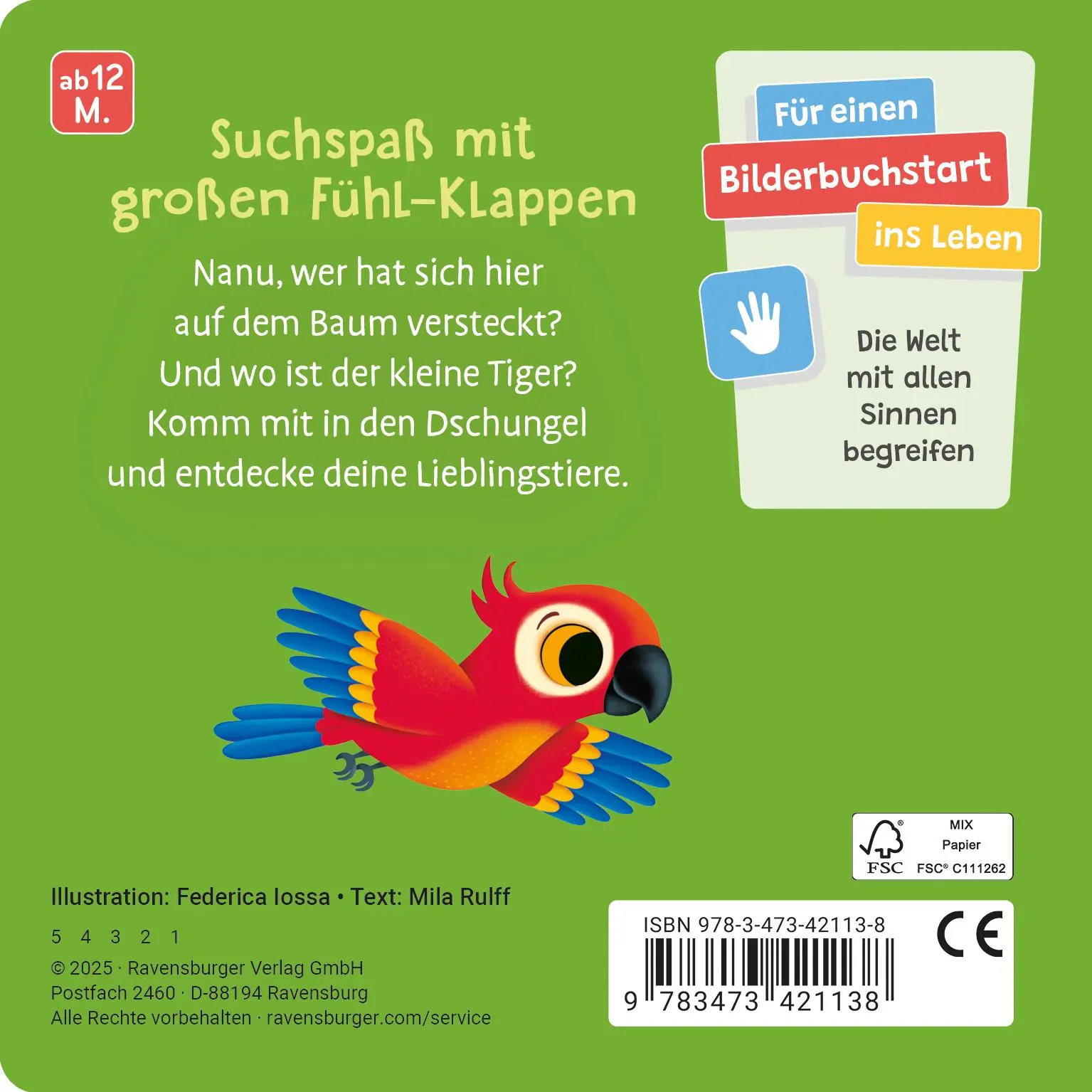 Rückseite: 9783473421138 | Wo bist du, kleiner Tiger? | Mit großen Fühl-Klappen | Mila Rulff