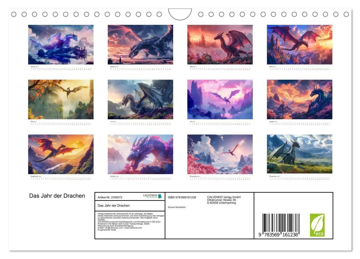 Bild: 9783569161238 | Das Jahr der Drachen (Wandkalender 2027 DIN A4 quer), CALVENDO...