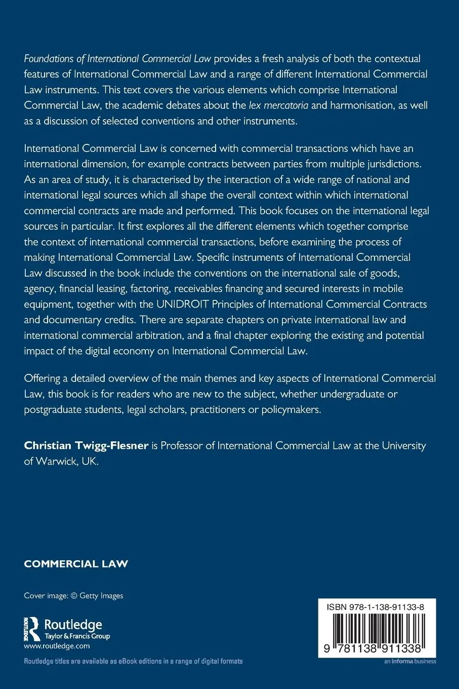 Rückseite: 9781138911338 | Foundations of International Commercial Law | Christian Twigg-Flesner