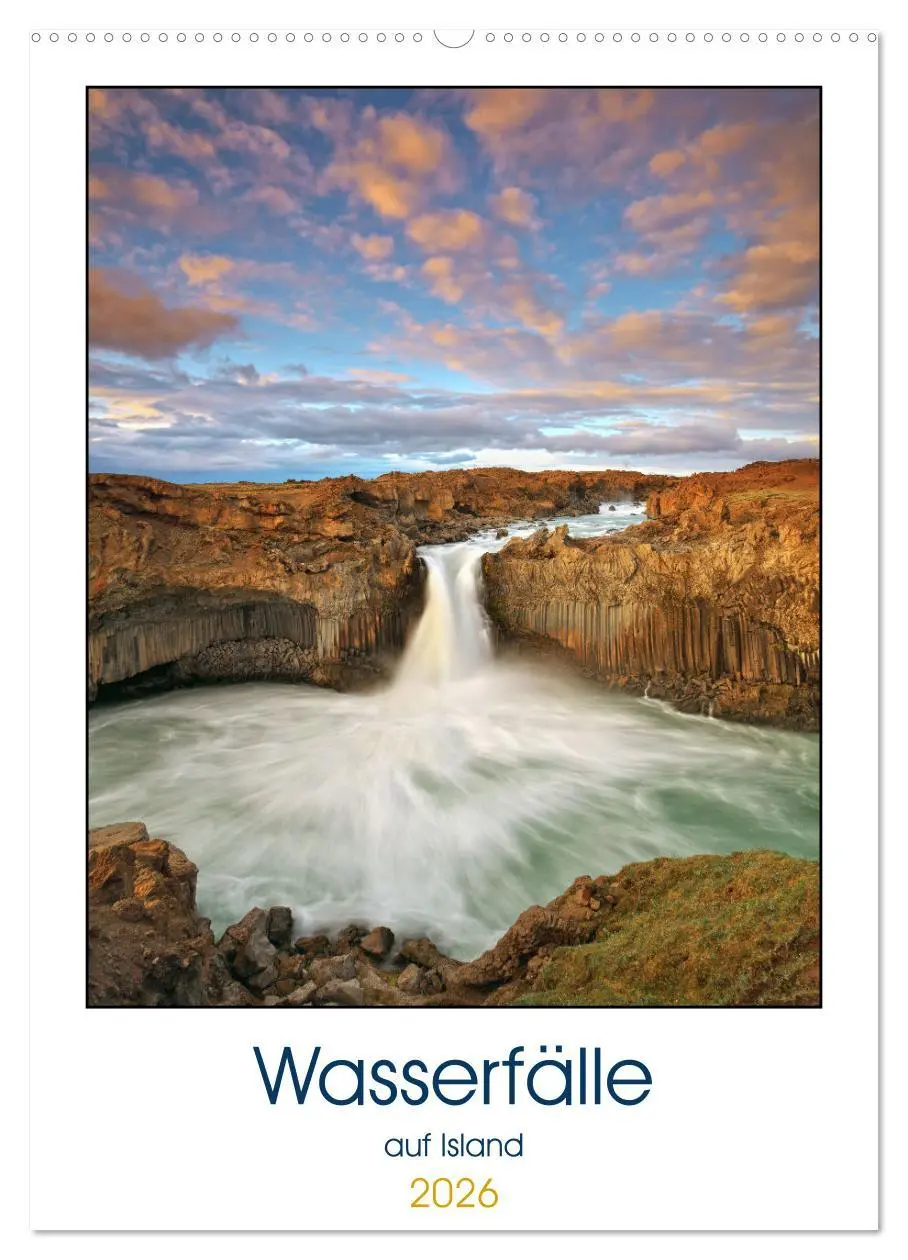 Cover: 9783516371338 | Wasserfälle auf Island (Wandkalender 2026 DIN A2 hoch), CALVENDO...