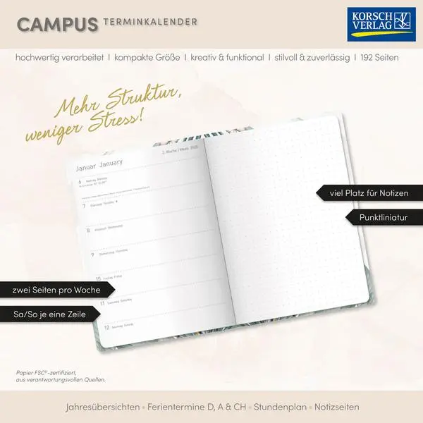 Bild: 9783731891338 | Terminkalender Campus Papagei 18 Monate 2026/2027 | Verlag Korsch