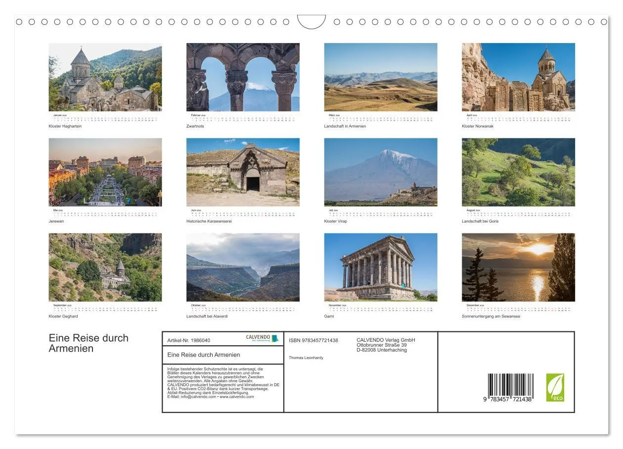 Bild: 9783457721438 | Eine Reise durch Armenien (Wandkalender 2026 DIN A3 quer), CALVENDO...