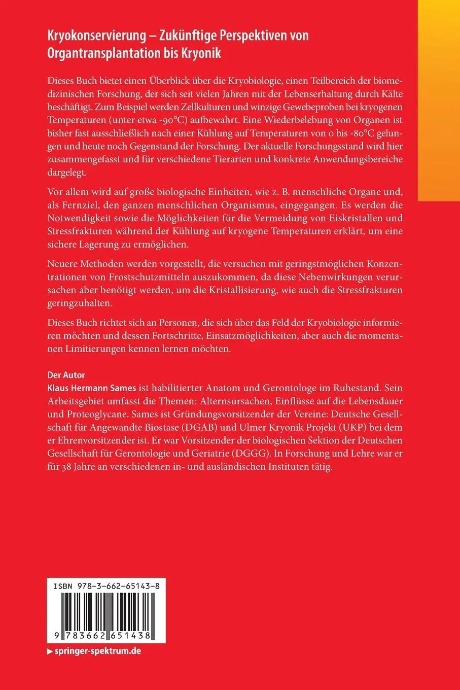Rückseite: 9783662651438 | Kryokonservierung - Zukünftige Perspektiven von...