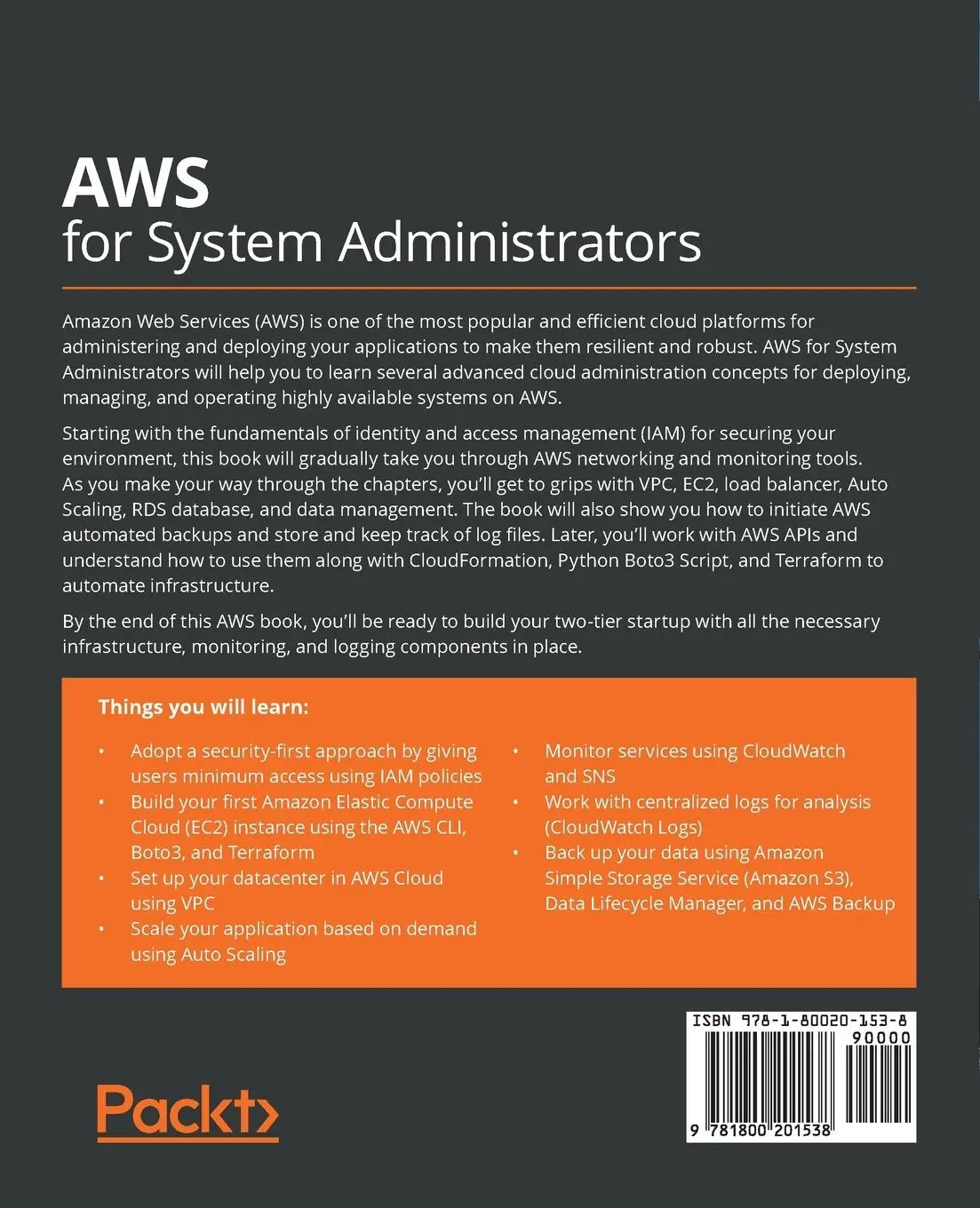 Rückseite: 9781800201538 | AWS for System Administrators | Prashant Lakhera | Taschenbuch | 2021