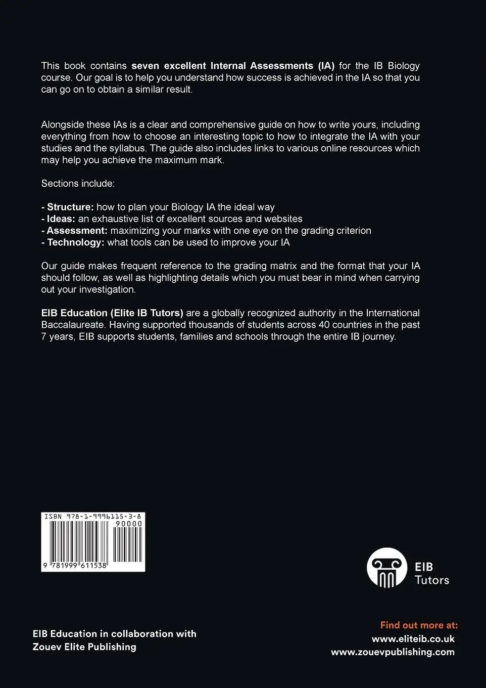 Rückseite: 9781999611538 | IB Biology Internal Assessment | Penelope Gourgourini | Taschenbuch