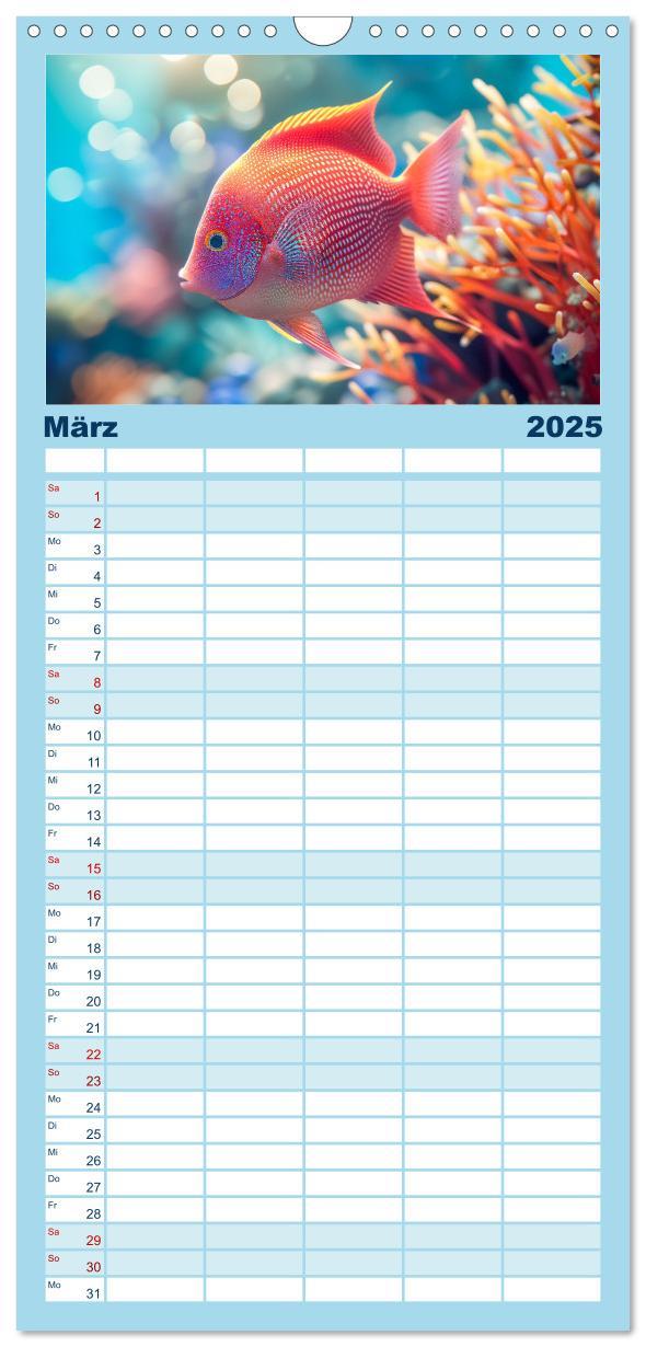 Bild: 9783457191538 | Familienplaner 2025 - Exotische Fische mit 5 Spalten (Wandkalender,...