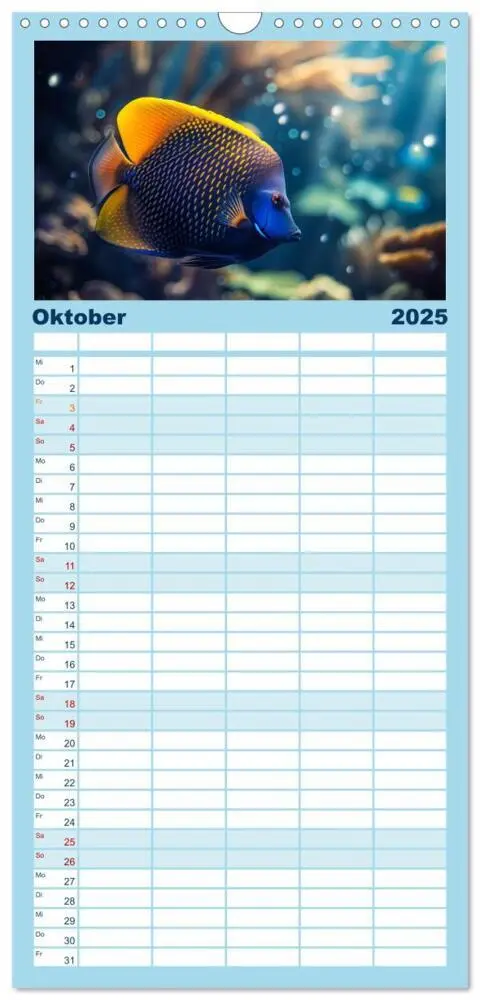 Bild: 9783457191538 | Familienplaner 2025 - Exotische Fische mit 5 Spalten (Wandkalender,...