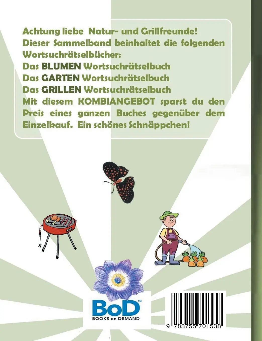 Rückseite: 9783755701538 | WORTSUCHRÄTSEL 3 in 1 SAMMELBAND BLUMEN, GARTEN und GRILLEN | Gagg
