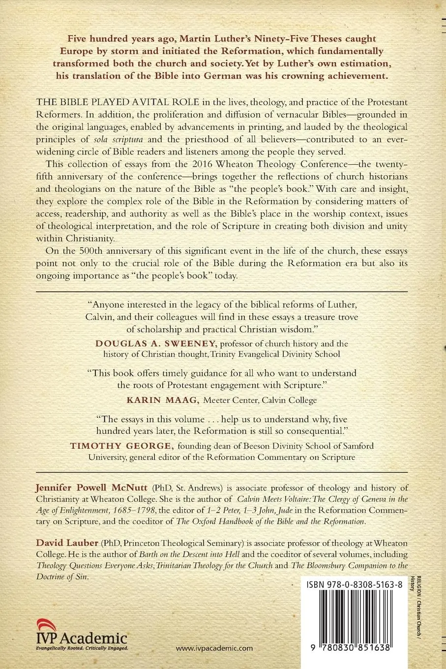 Rückseite: 9780830851638 | The People's Book | The Reformation and the Bible | Mcnutt (u. a.)