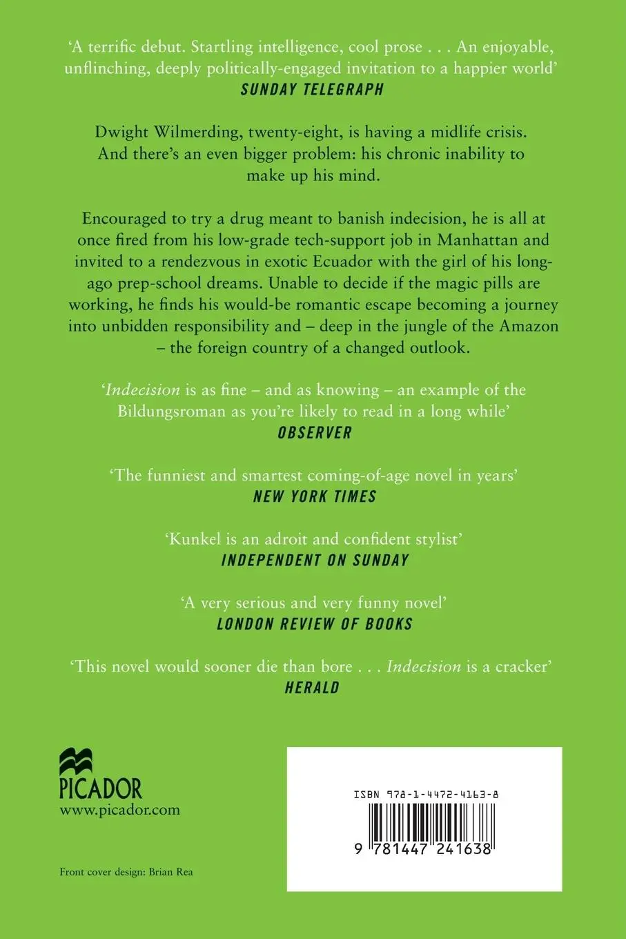 Rückseite: 9781447241638 | Indecision | Benjamin Kunkel | Taschenbuch | Englisch | 2013 | Picador