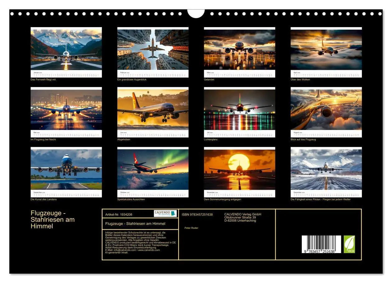 Bild: 9783457251638 | Flugzeuge - Stahlriesen am Himmel (Wandkalender 2026 DIN A3 quer),...